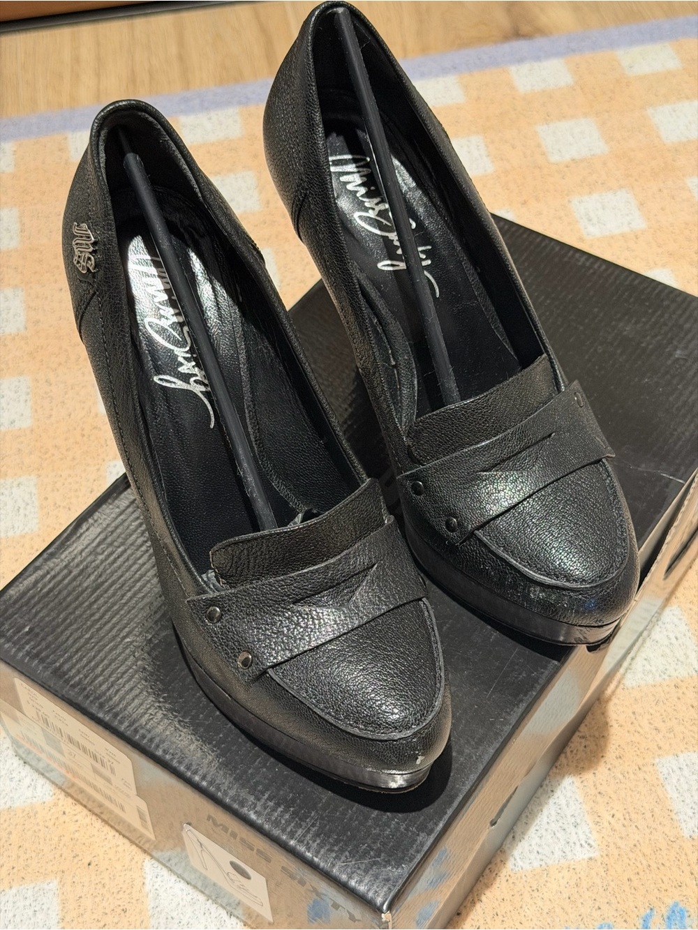 Miss Sixty Black Leather Platform Stiletto Pumps - Picture 6 of 7